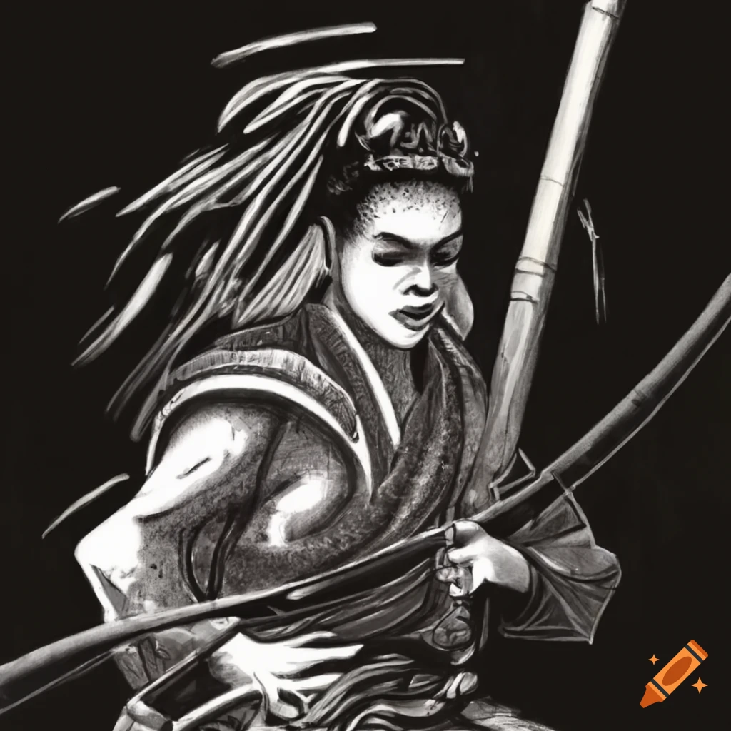 Kyokushin warrior at sunset in a bamboo forest inspired by Yoshitaka Amano style