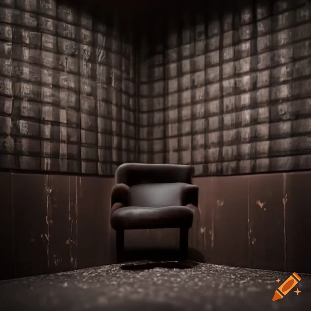Interrogation room with traces of soot and candles
