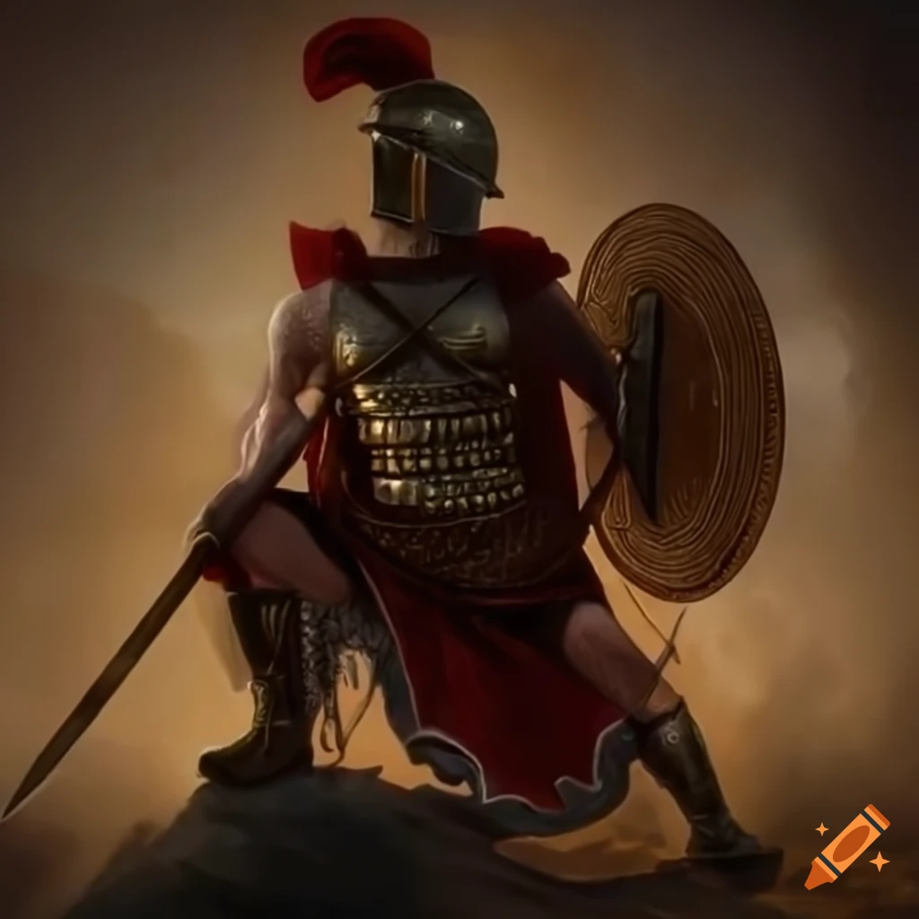 Ancient Greek soldiers (Spartans) in shield formation with spears