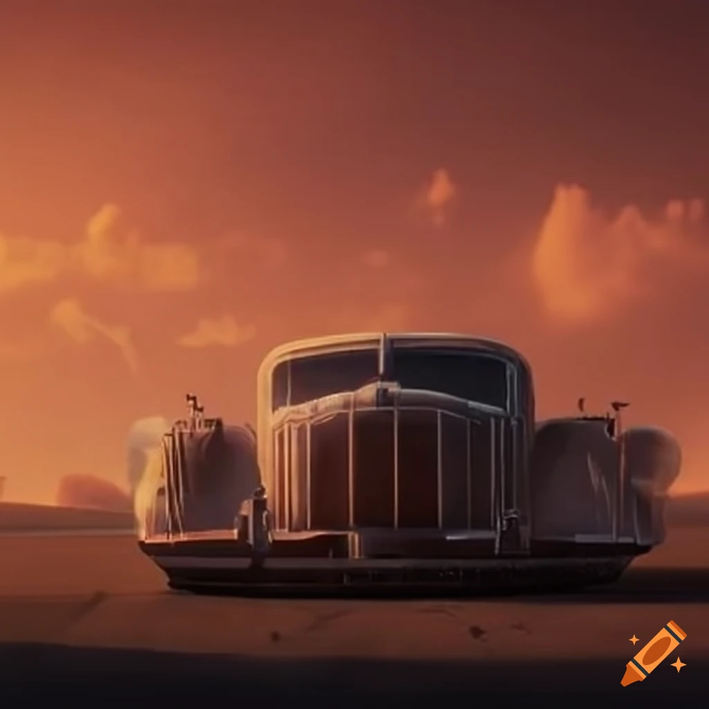 Art deco design with faith and courage themes on a country highway