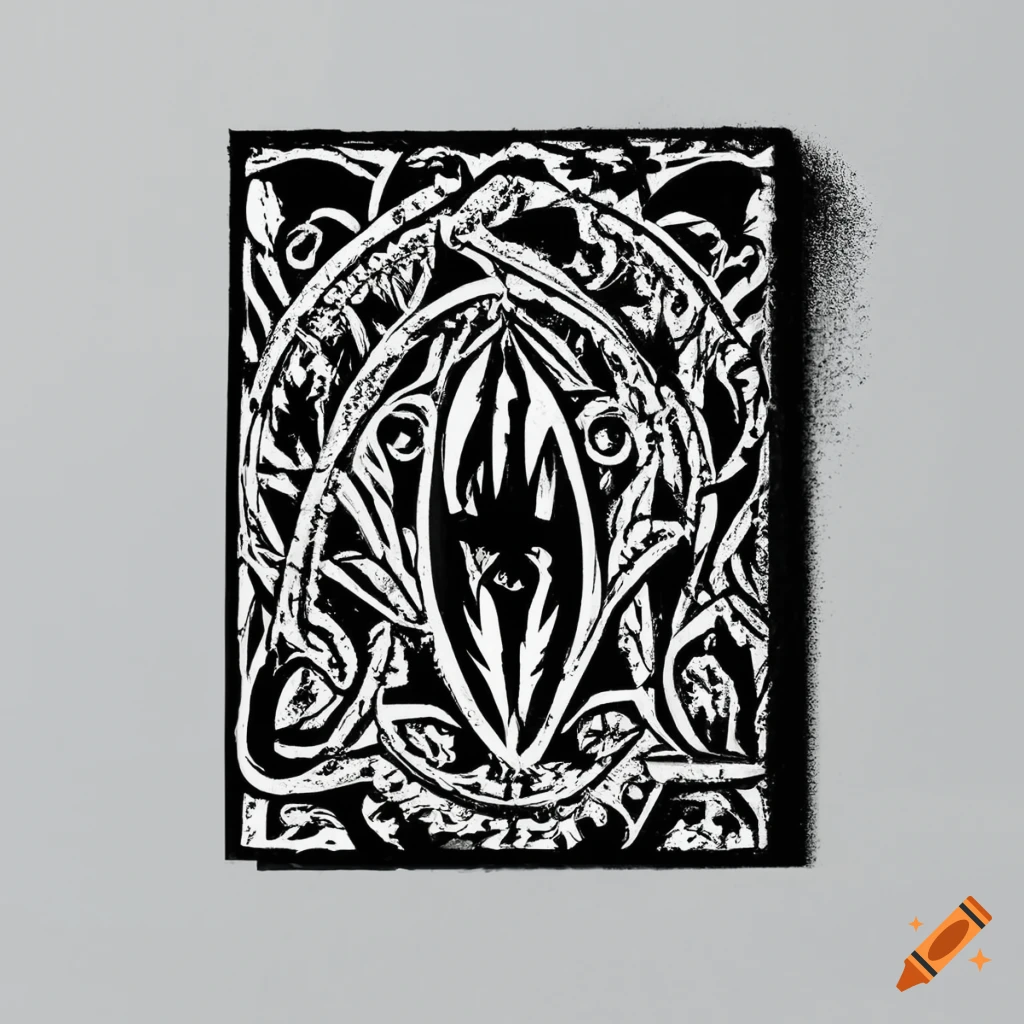 Filipino tribal inspired woodcut print style stamps in black and white
