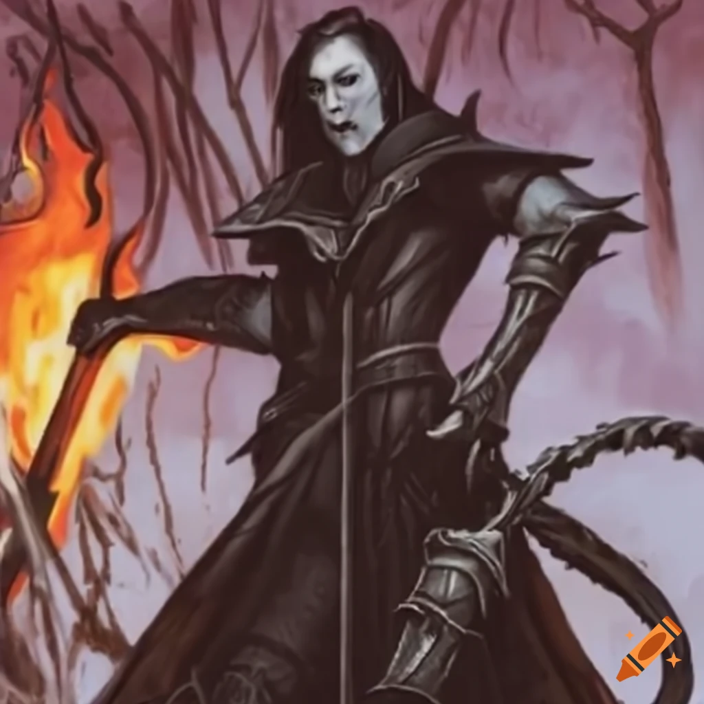 Mystical silver sword engulfed in dark flames, inspired by Magic: The Gathering