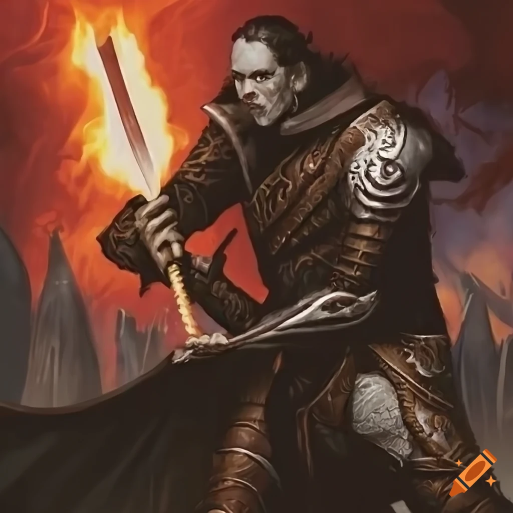 Mystical silver sword engulfed in dark flames, inspired by Magic: The Gathering