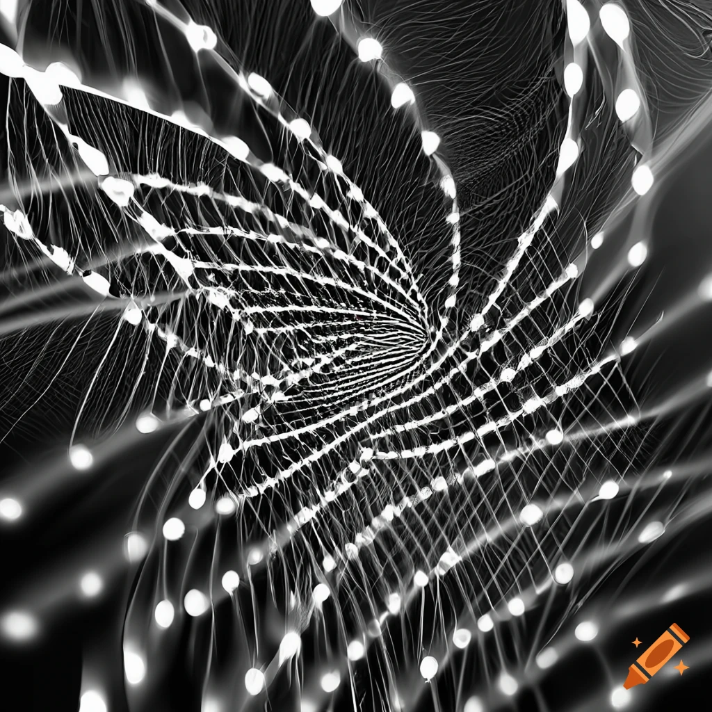 High resolution black and white abstract artwork of interconnected ...