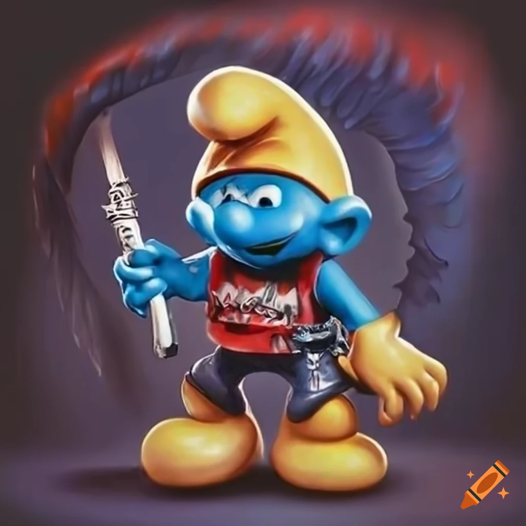 Biker Smurf character with a tough attitude