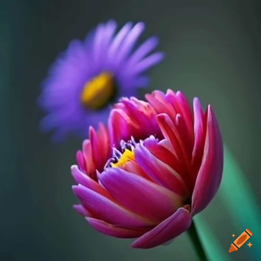 Tulip and aster flowers