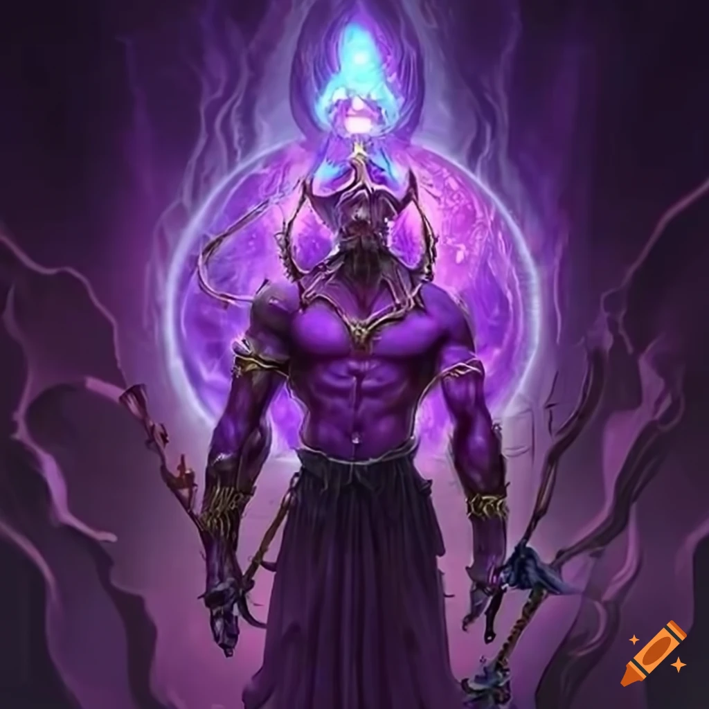 Fantasy male purple god exuding power