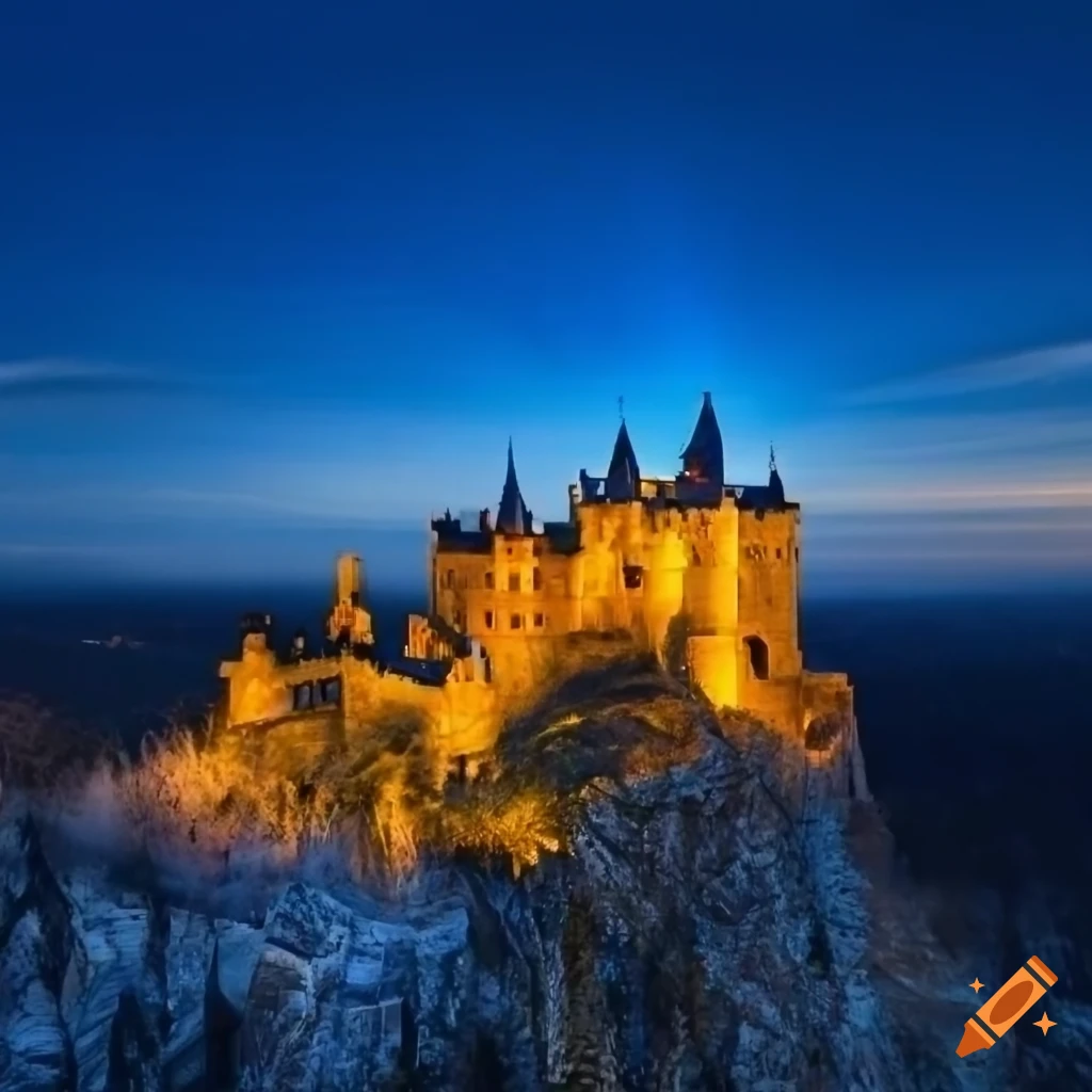 Castle in the moonlight at night