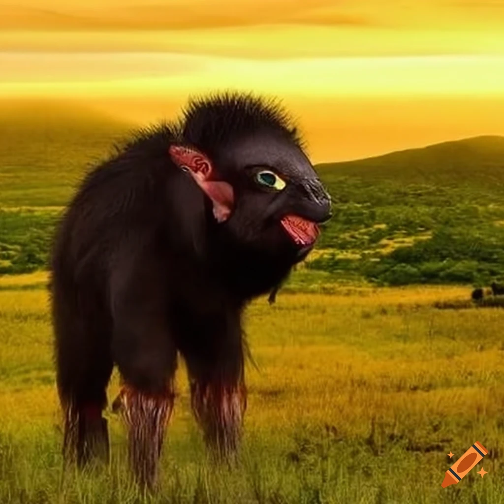 Mystical buffrog gracefully grazing in the savannah hills
