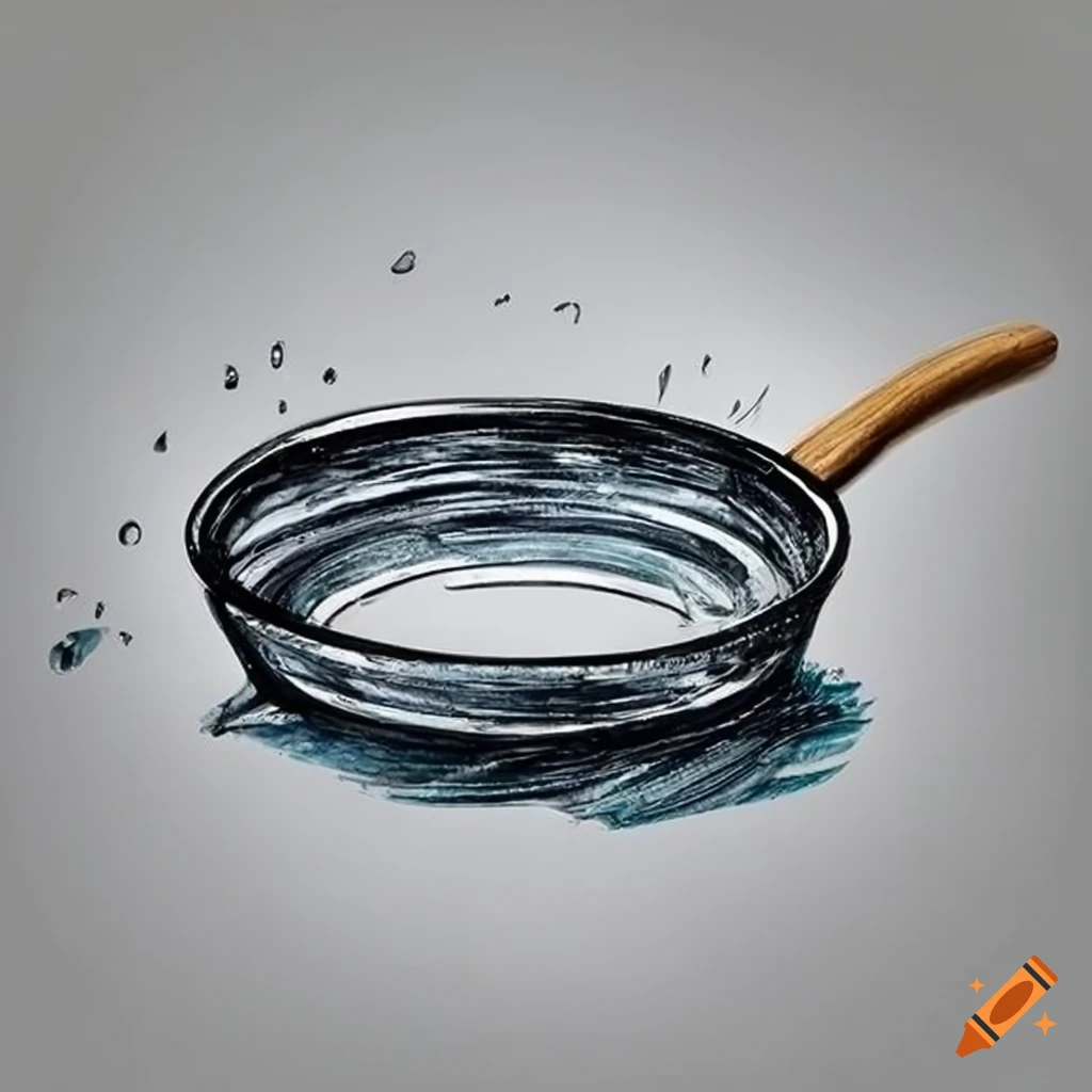 Glass frying pan with bamboo handle
