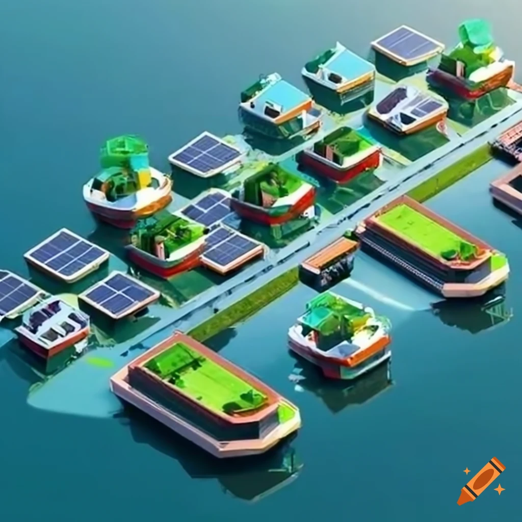 Floating city modules interconnected to form a versatile village ...