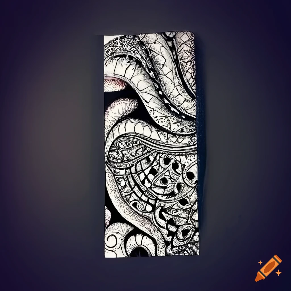 Zentangle black and white design inspired by books and bookmarks
