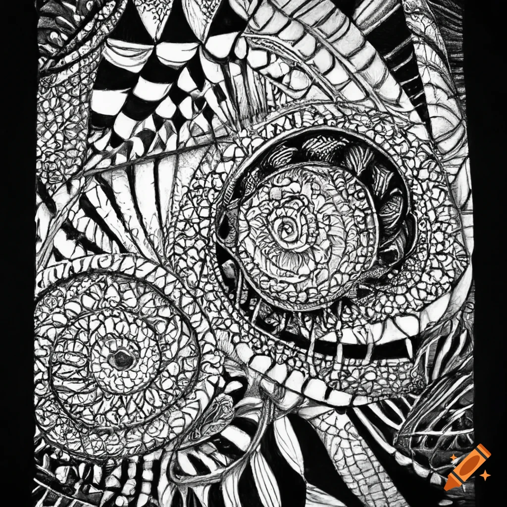 Stunning Zentangle art with intricate organic patterns and lines