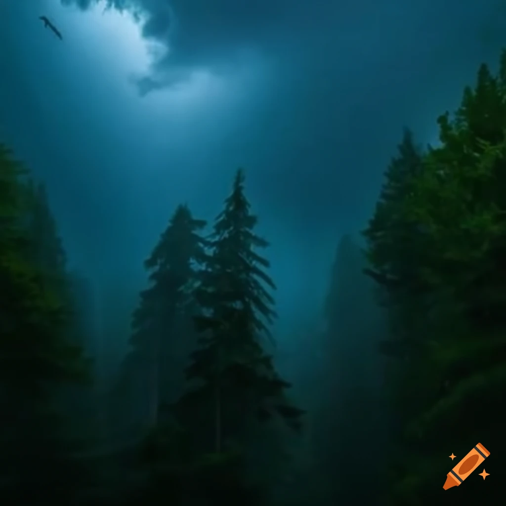 Stormy weather in the forest