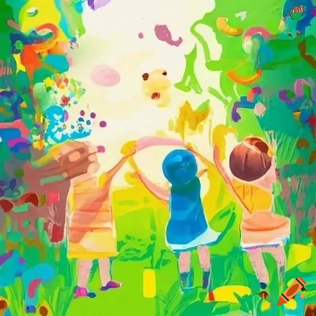 Kids playing in a garden