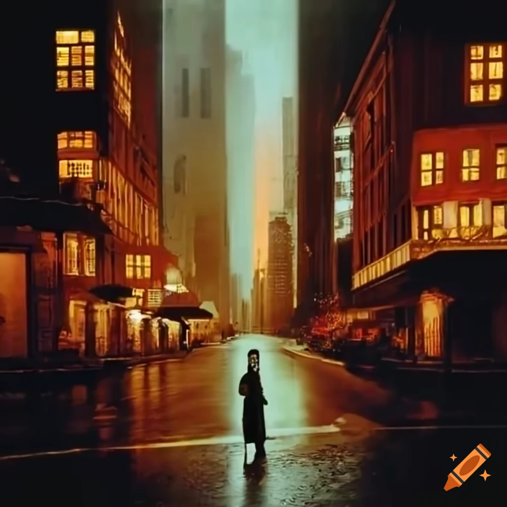New York City night street scene in the 1920s