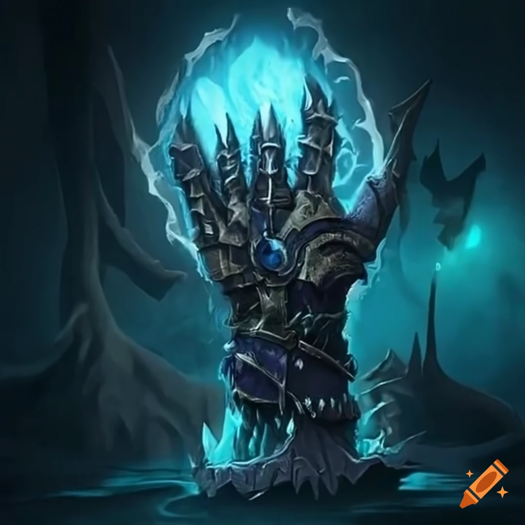 Magical gauntlet crafted by an undead lich with the ice elemental