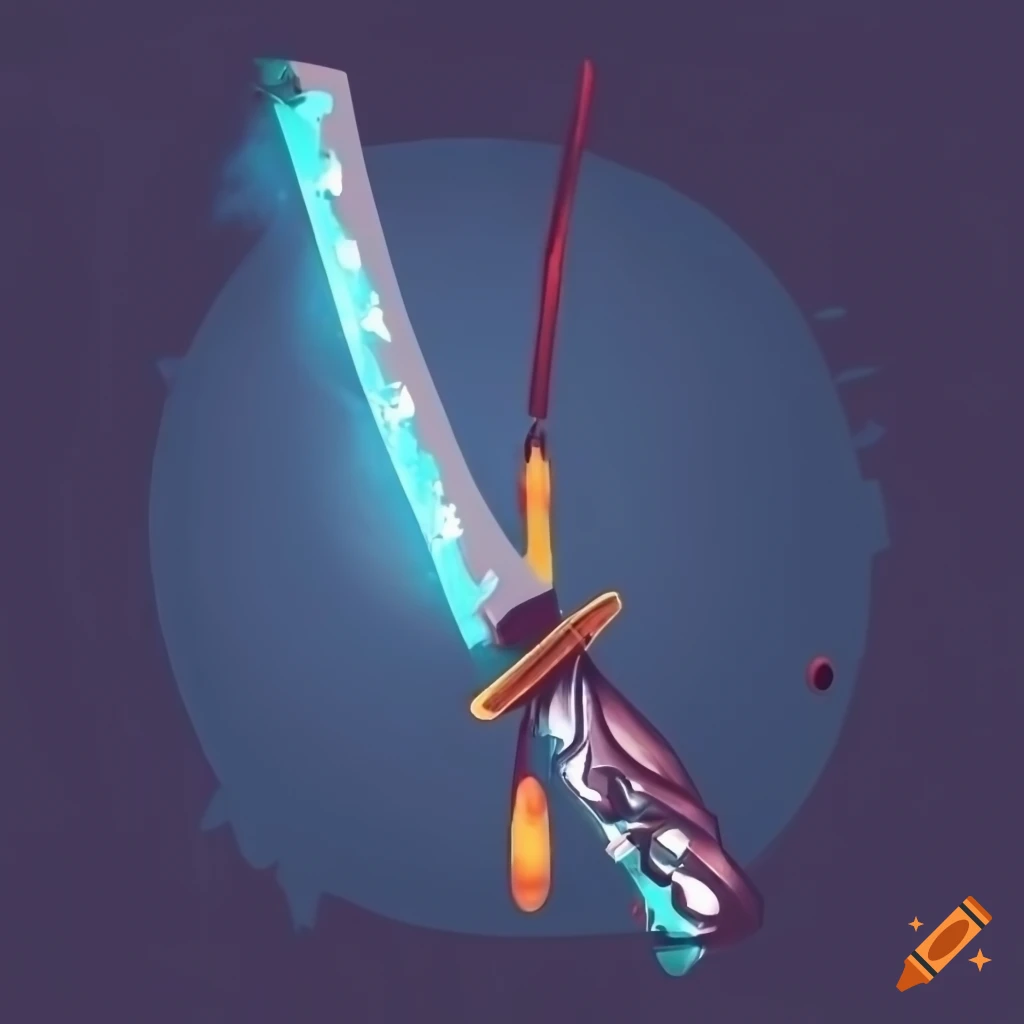 Futuristic cybernetic samurai sword with glowing energy effects