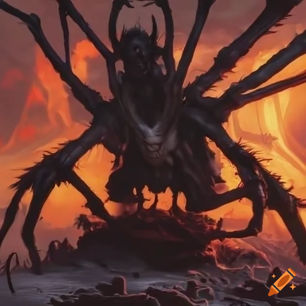 Queen's Nest Hell Weaver: Demon spider with human face in Magic: The ...