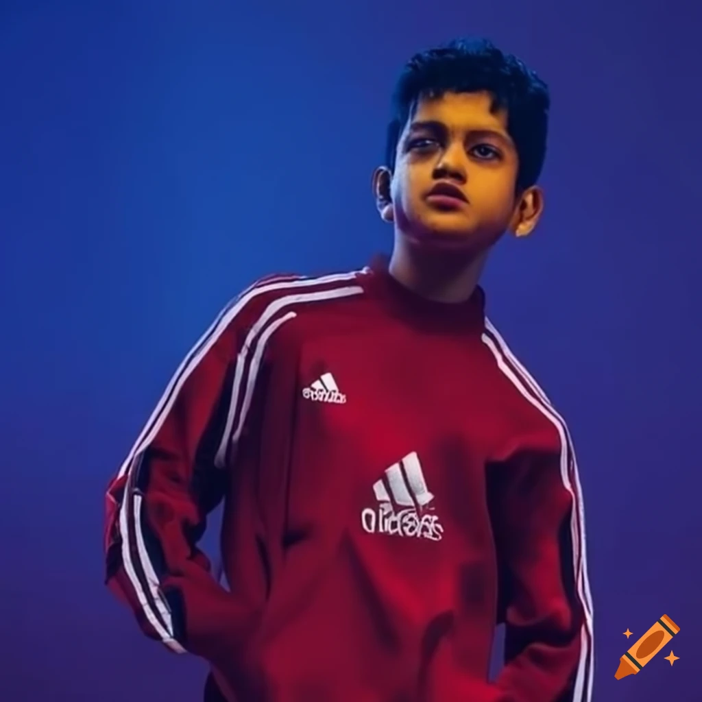 Boy named Shashank in blue Adidas three stripe tracksuit