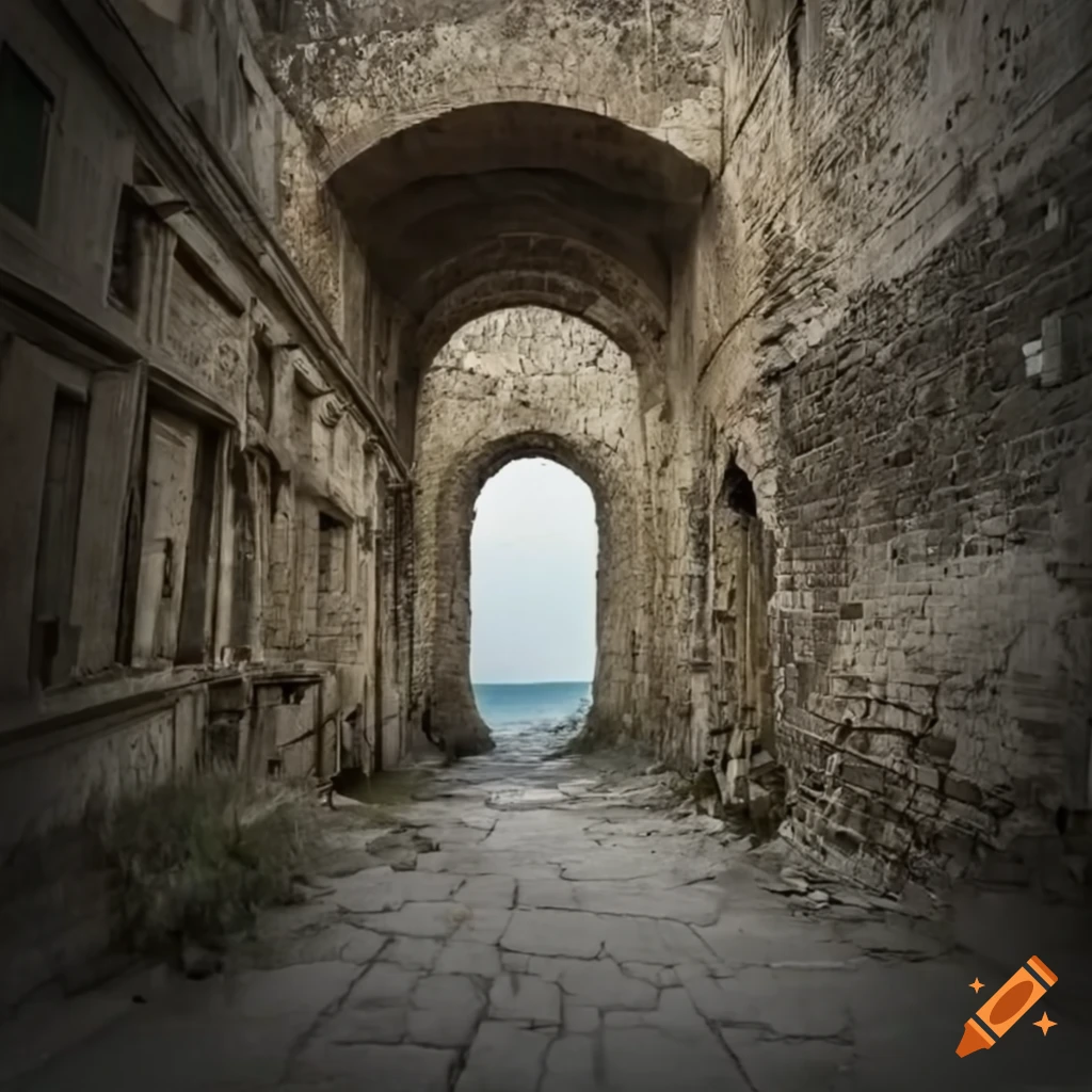 Ruined seaside architecture