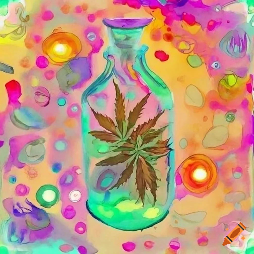 Whimsical watercolor art of a glass jar filled with colorful dried flowers and buds