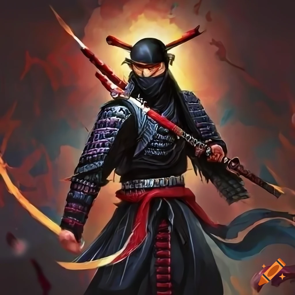 Samurai ninja in splash art