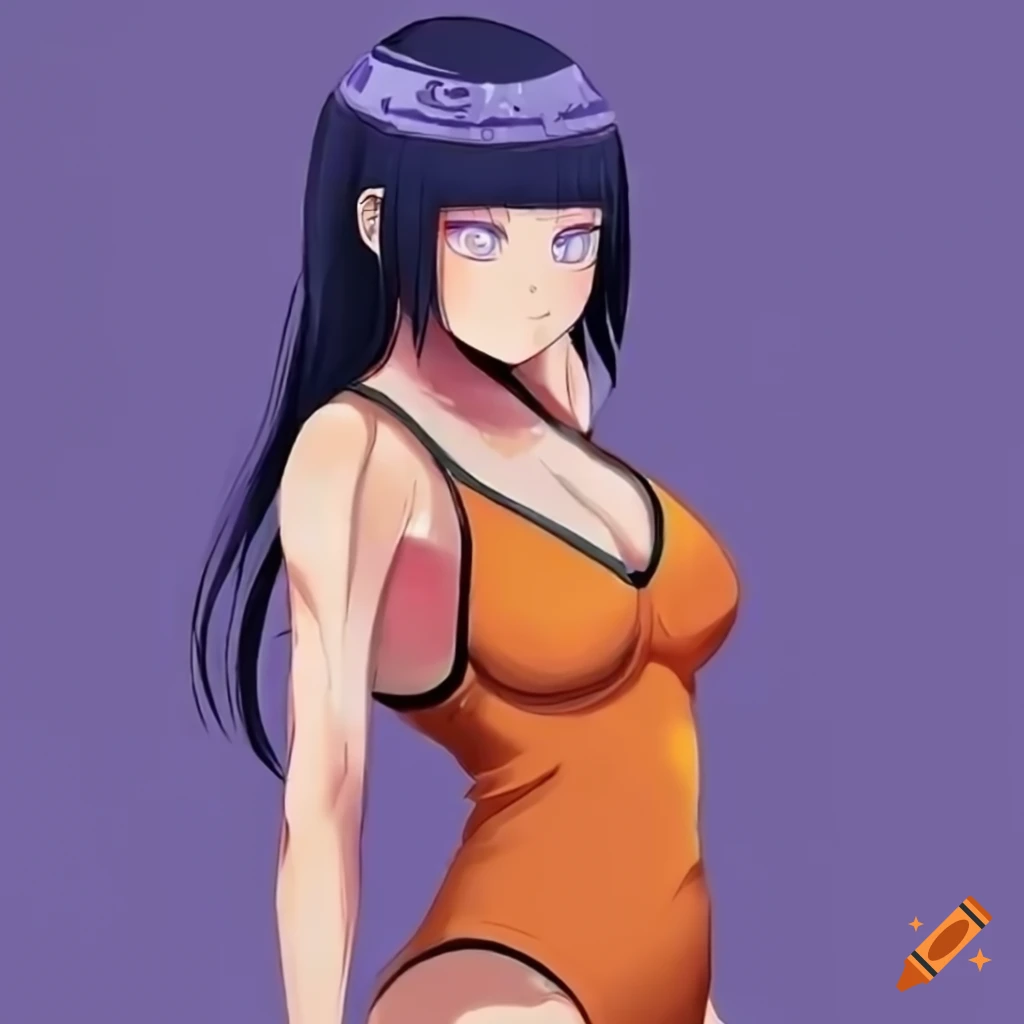 Hinata Hyuga in an orange swimsuit