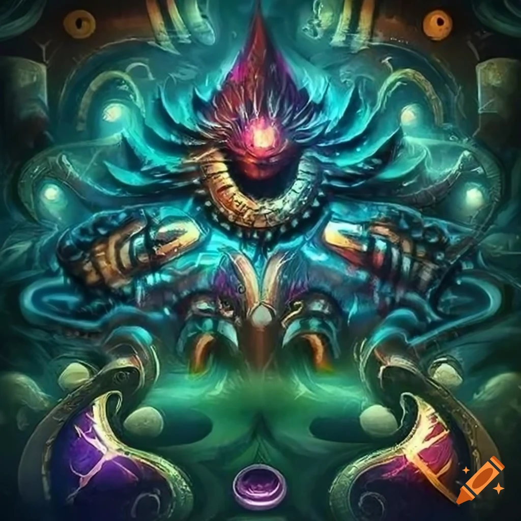 Intricately designed fantasy card with Mighty resistance theme and special effects