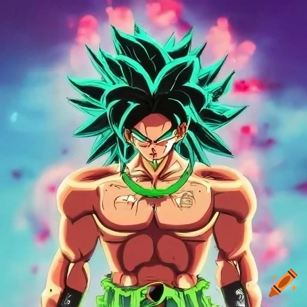 80s anime style Broly in infrared colors