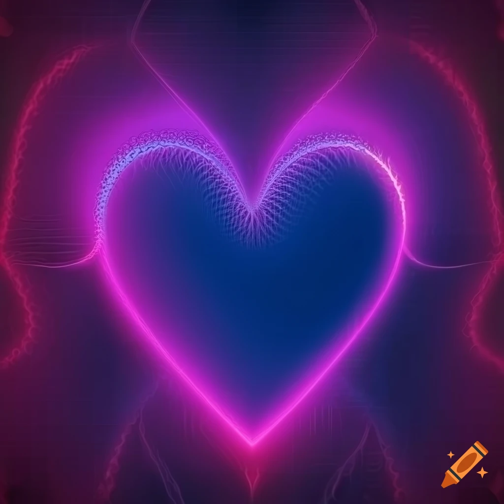 Fractal heart on neon gradient background