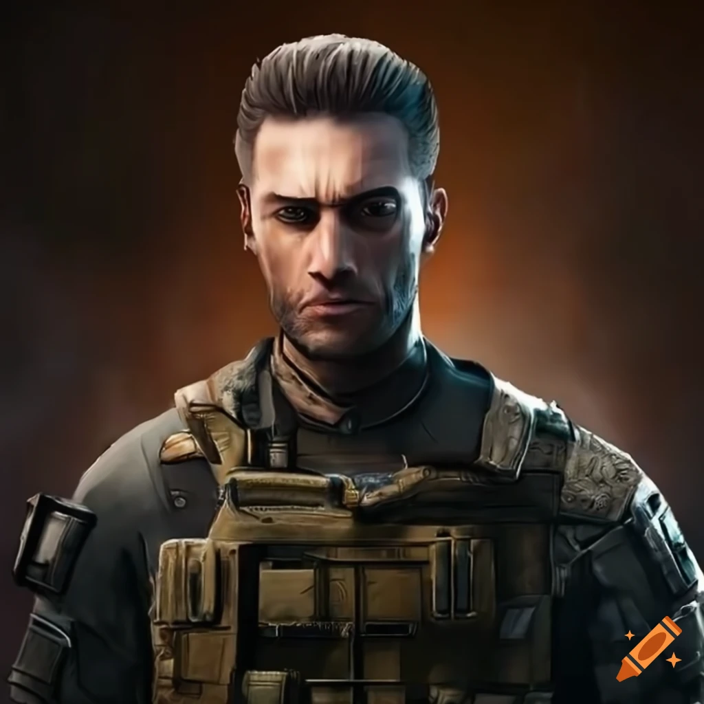 Highly detailed portrait of a handsome man with a tactical expression, inspired by Call of Duty