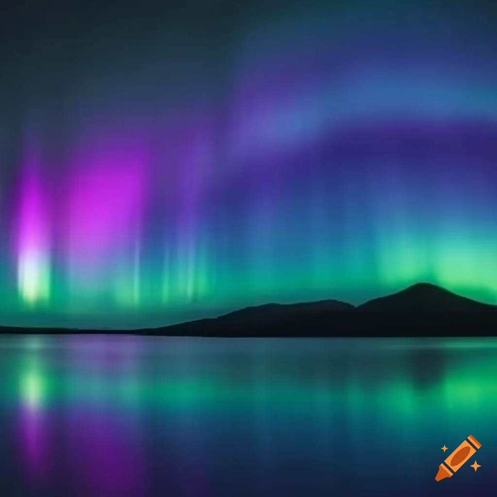 Blue and purple northern lights in the night sky