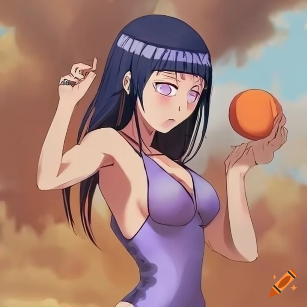 Hinata Hyuga in an orange swimsuit