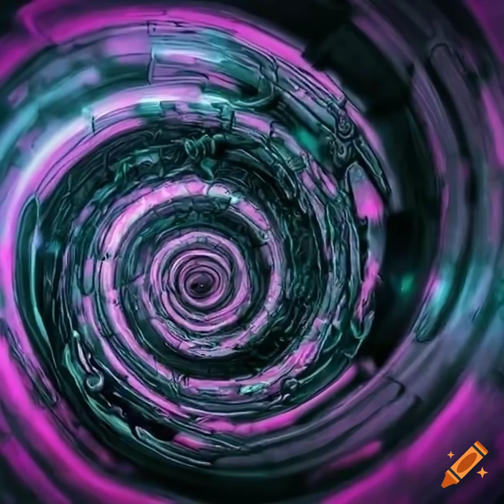 Black spiral toxic cybernetic void abyss