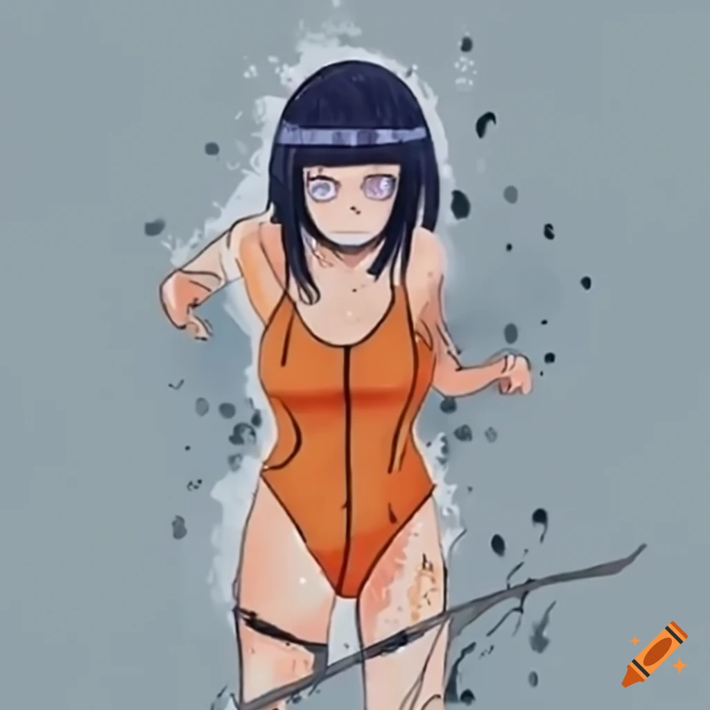 Hinata Hyuga in an orange swimsuit