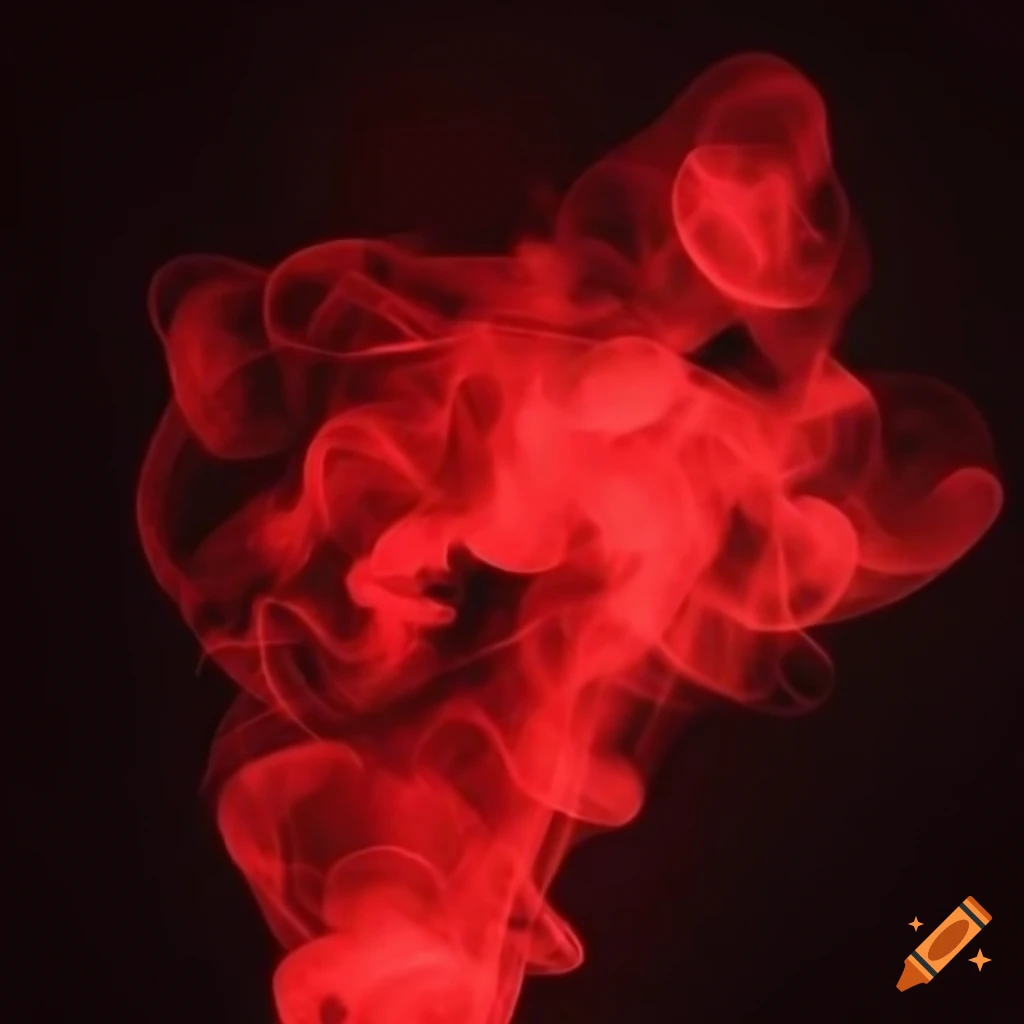 Silhouette logo in matte black color with red backlight and smoke