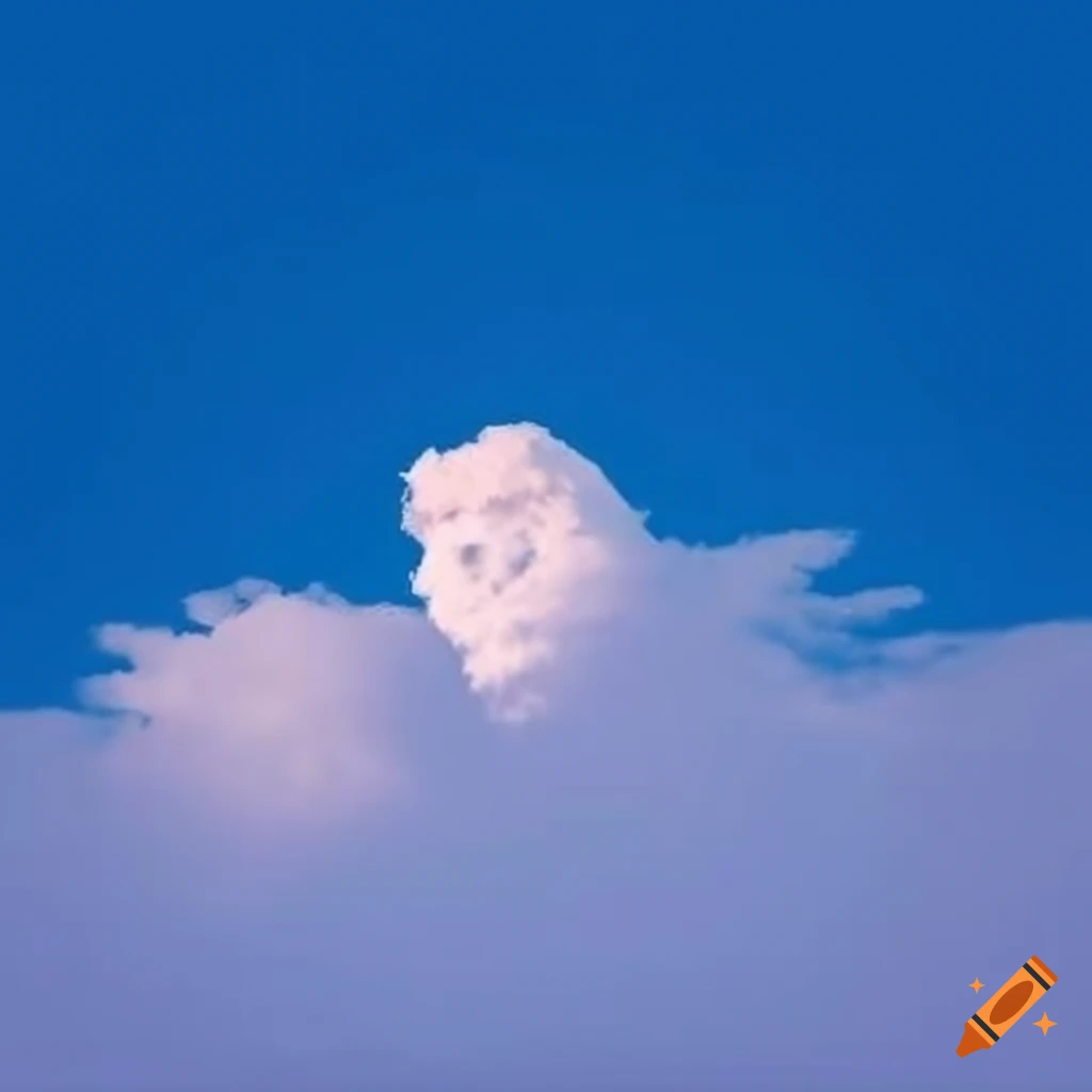 Pastel blue sky with lion-shaped cloud