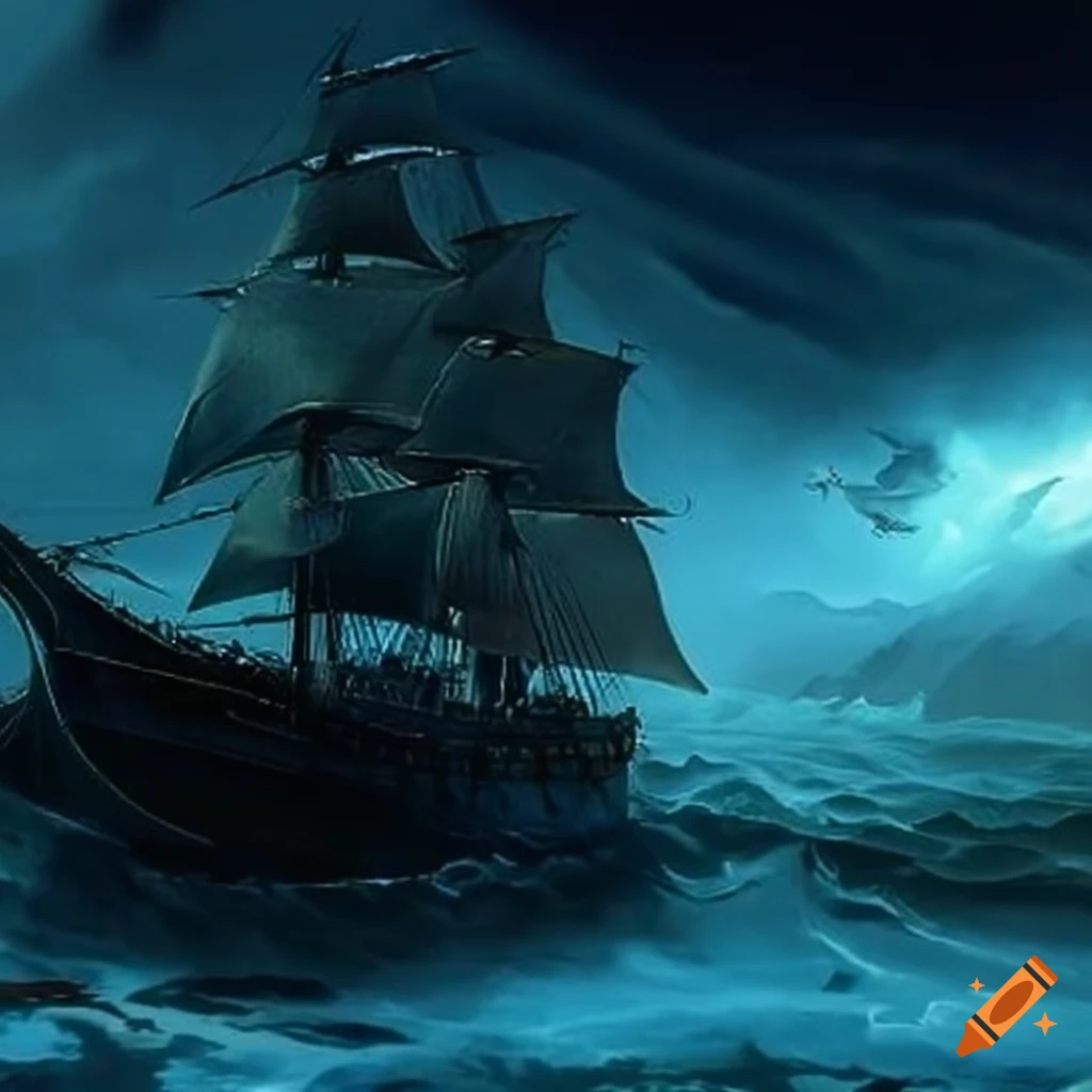 Pirate ship in a storm