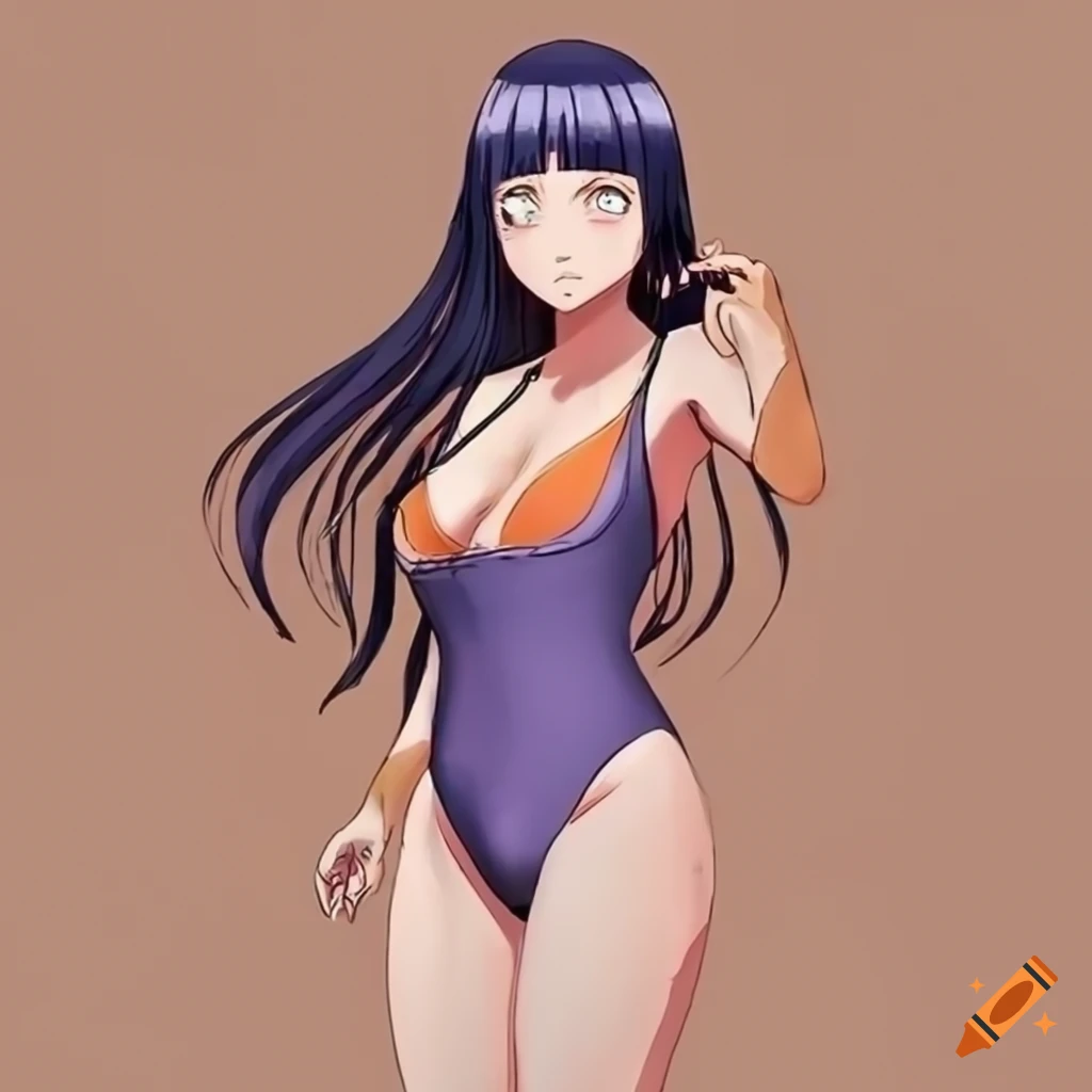 Hinata Hyuga in an orange swimsuit