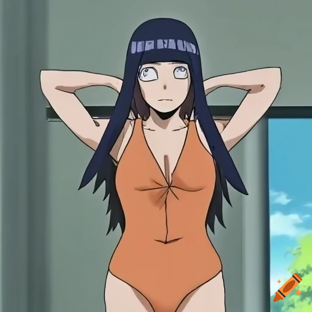 Hinata Hyuga in an orange swimsuit