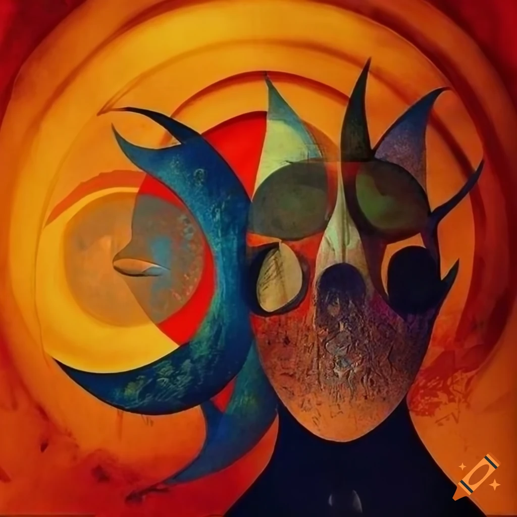Abstract collage inspired by the sun in a medieval style