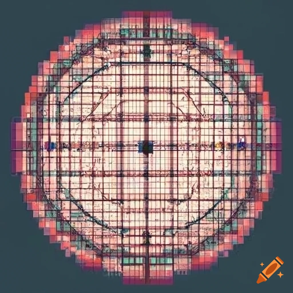 2d map grid with a square and circle design on Craiyon