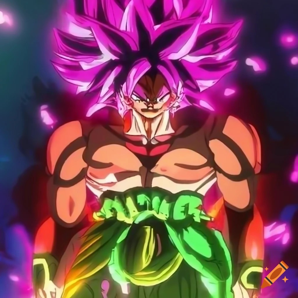 80s anime style Broly in infrared colors