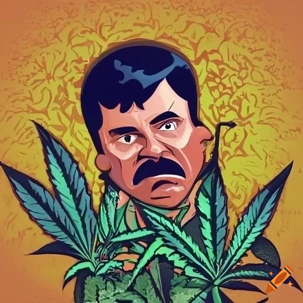 Cartoon cannabis field inspired by El Chapo on Craiyon