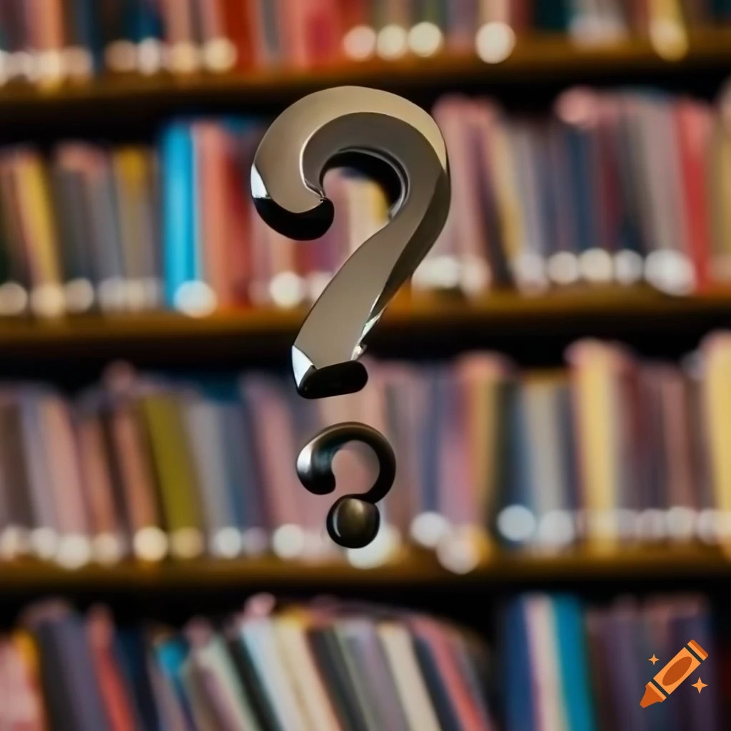 Question mark in a library setting