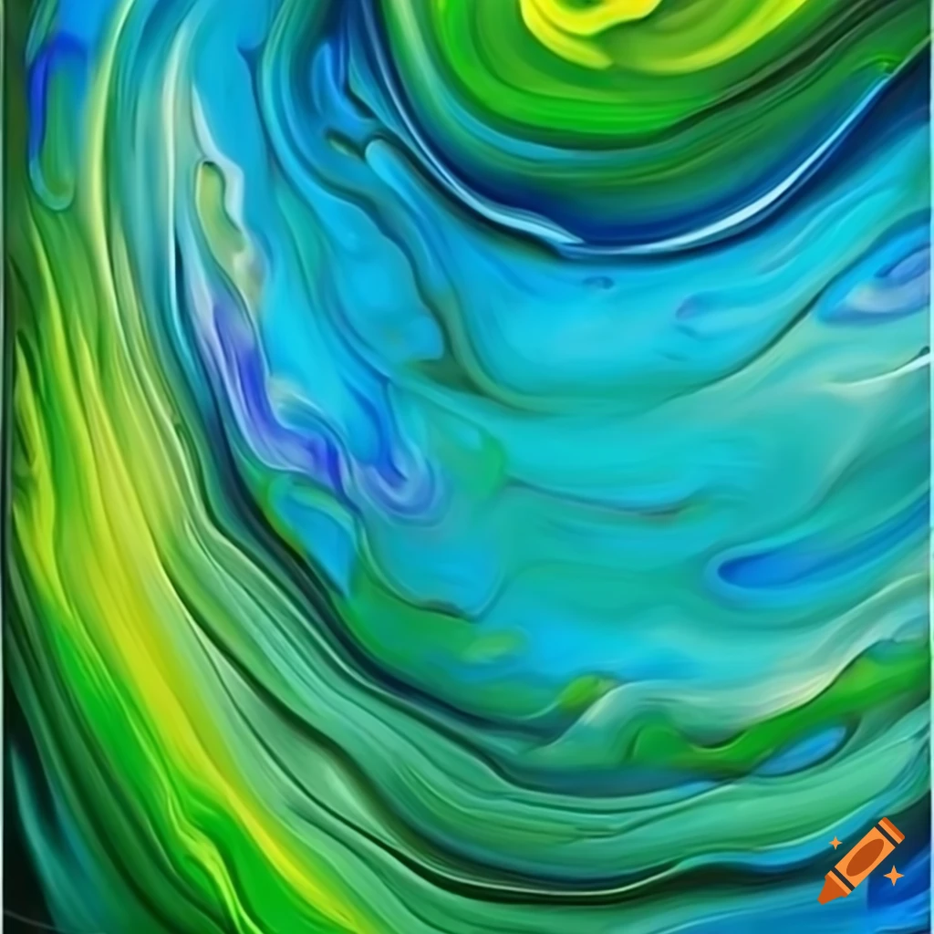 Abstract profile picture with green and blue brain colors in an oil painting style
