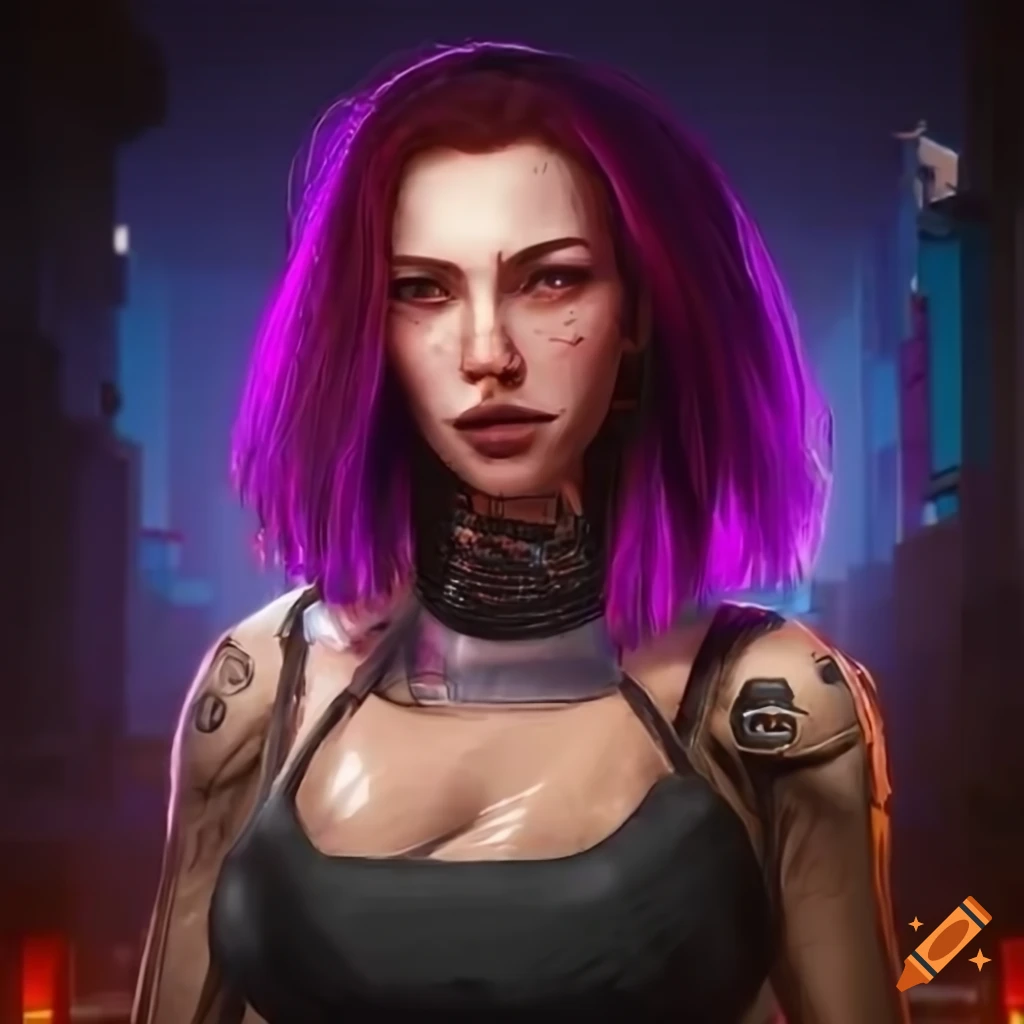Portrait of a cyberpunk netrunner woman in a futuristic setting on craiyon