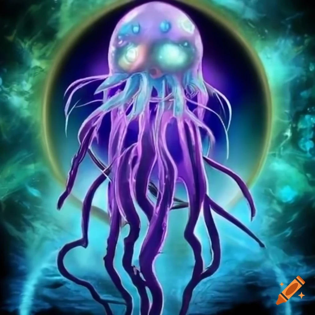 Holy Jellyfish Pope depicted as a Yu-Gi-Oh monster card