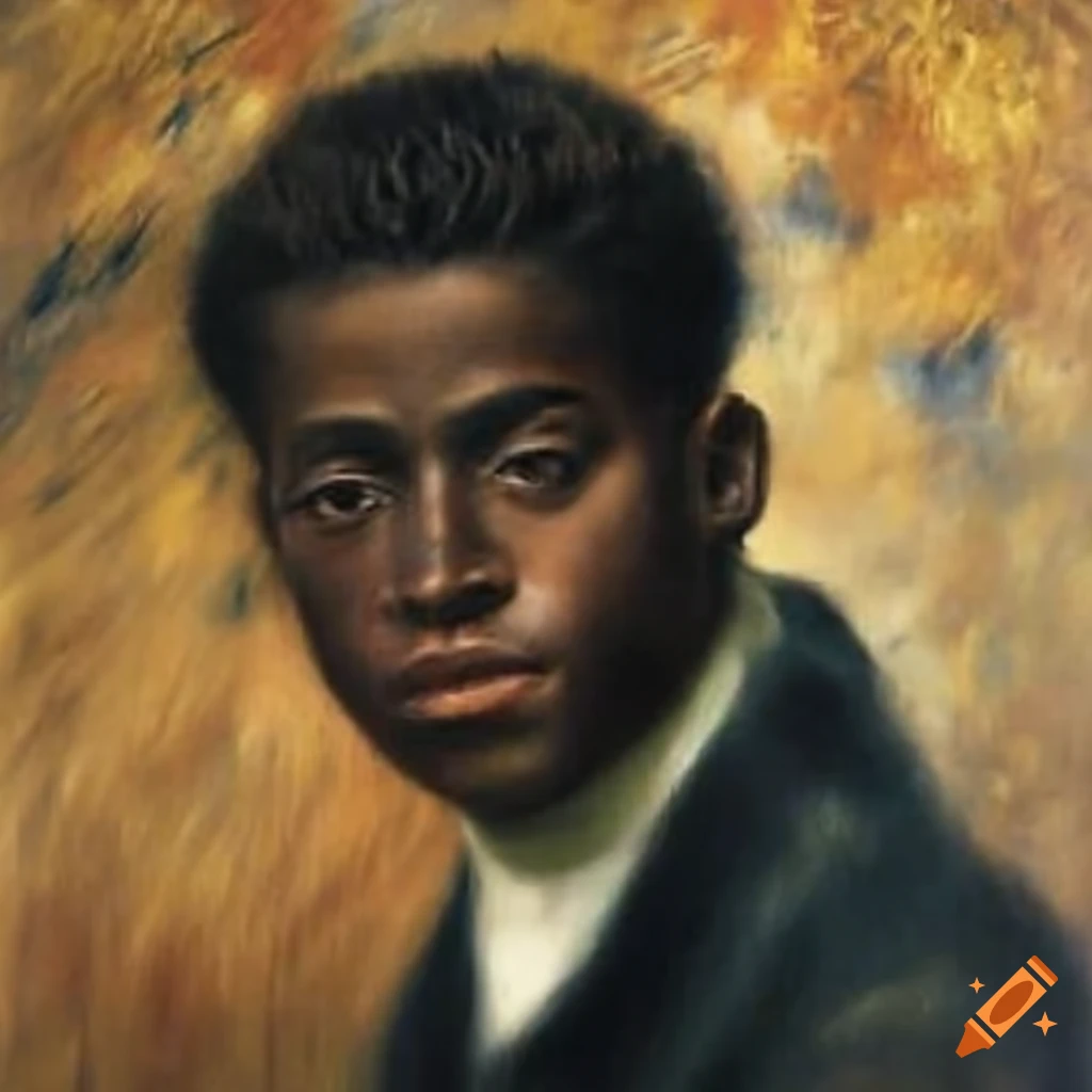 Portrait of a young man with dark skin in an oil painting by renoir on ...